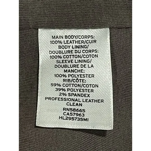 Hinge Brown Leather Jacket Hoodie Size Medium Zipper Pockets -Classy Comfort - Picture 11 of 13